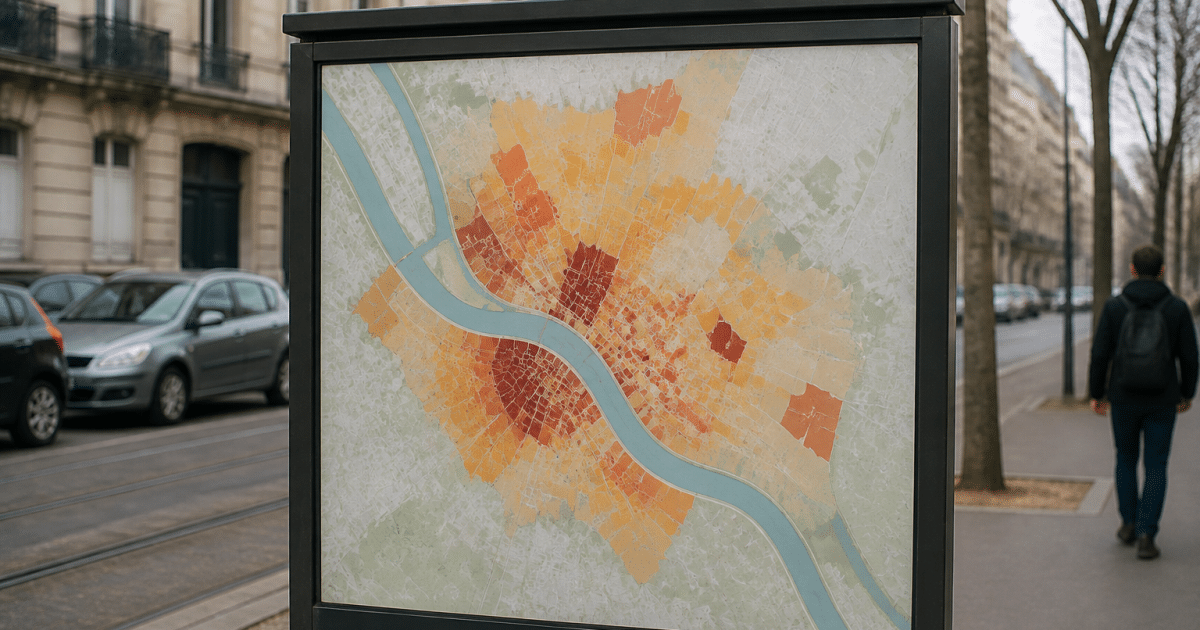 Carte Orleans montrant densite population quartiers ville