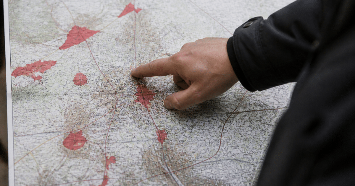Carte urbaine de Clermont-Ferrand avec zones surlignees en rouge