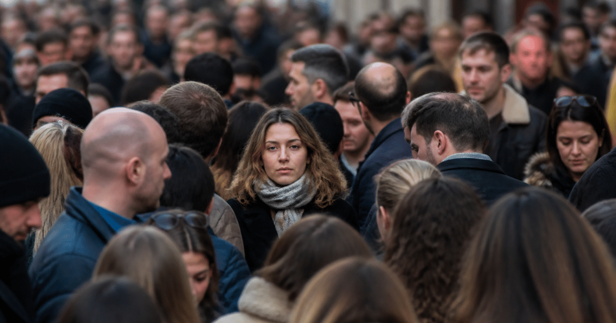 Foule dense de personnes debout côte à côte dans rue urbaine