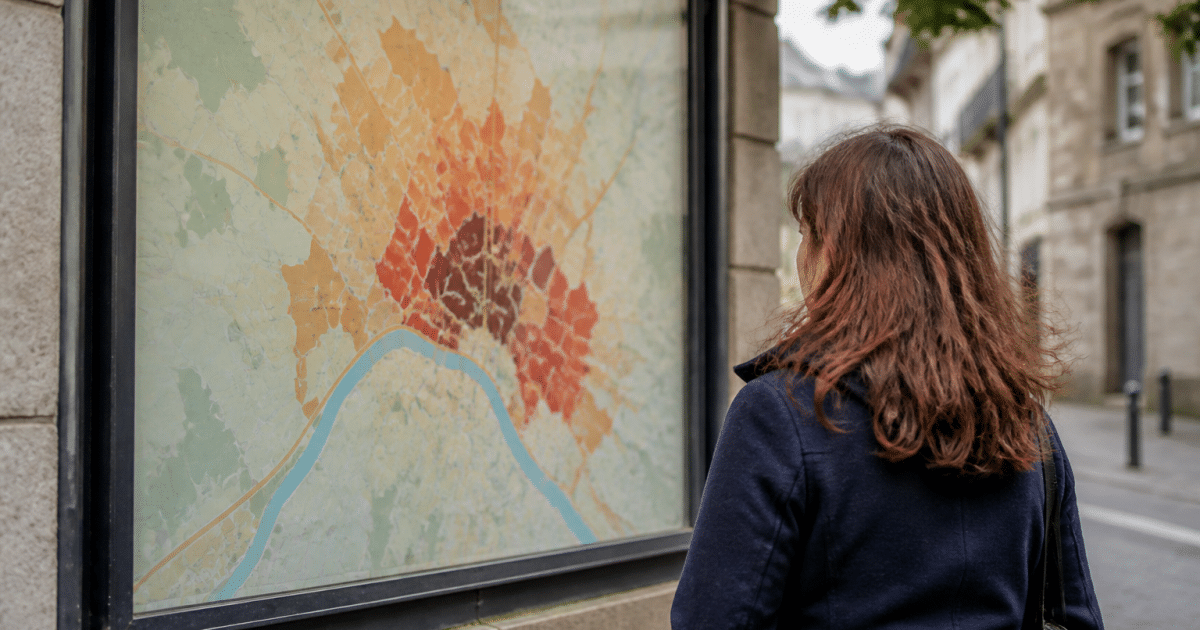 Carte de Quimper affichant la densite de population urbaine