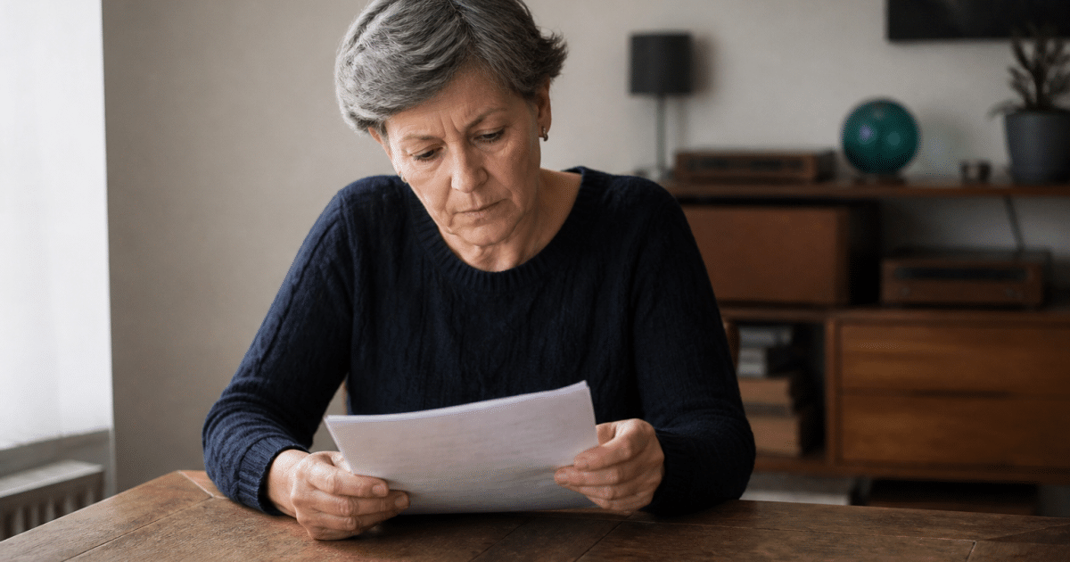 Proprietaire examine document locatif sur bureau vide